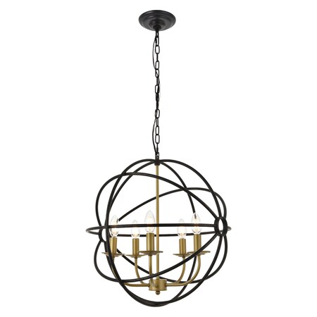 Living District Octavia 5 Light Brass And Dark Brown Pendant LD4006D20BRD